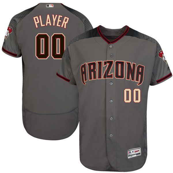 Men Arizona Diamondbacks Majestic Gray 2017 Flex Base Authentic Custom MLB Jersey->customized mlb jersey->Custom Jersey
